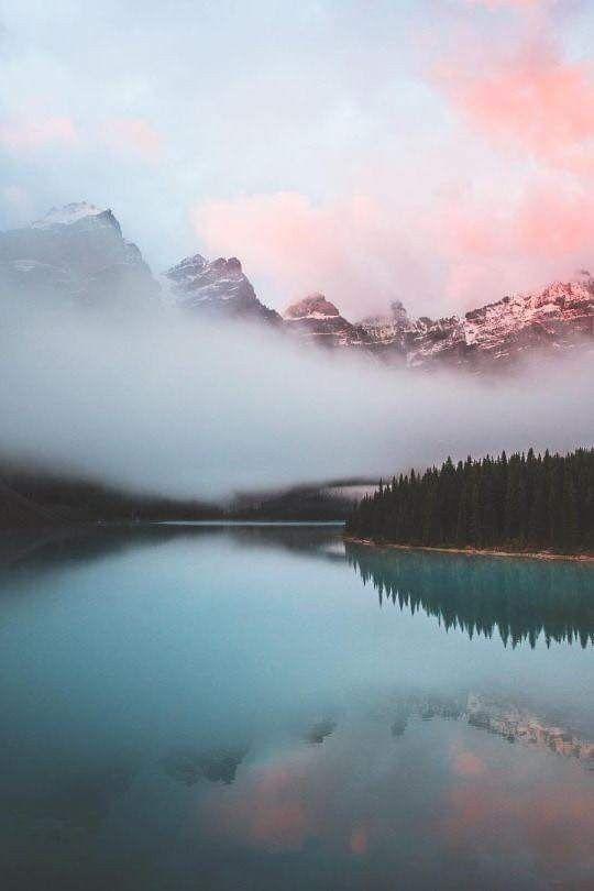 Pink and Blue Mountain Water Logo - Pink cotton candy clouds #fog #mist #clouds #picture #photography ...