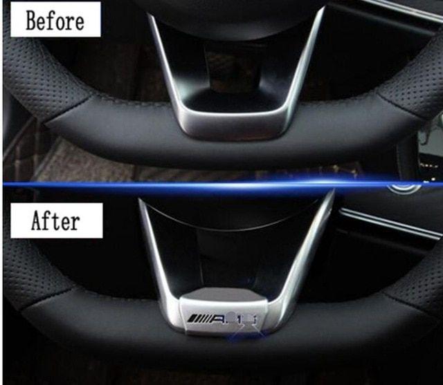 New AMG Logo - 2pcs/lot Car steering wheel emblem decoration for AMG Logo sticker ...