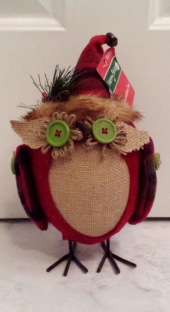 Black Red and Green Owl Logo - Small Red Green Black Tan Decorative Christmas Themed Owl Figurine ...