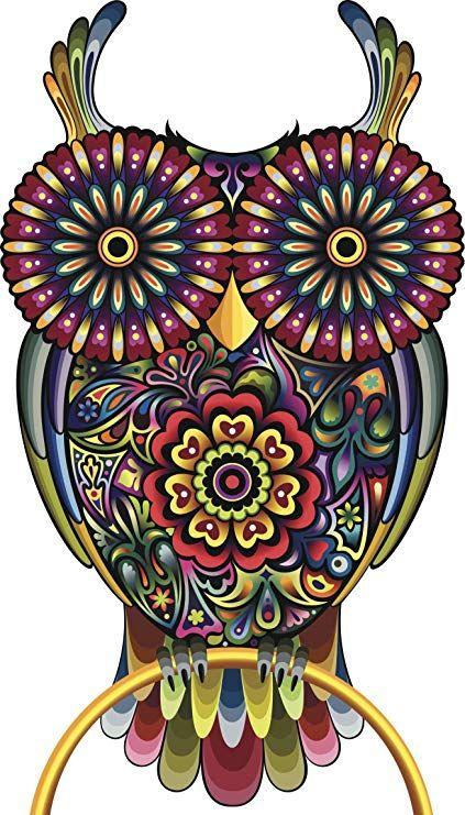 Black Red and Green Owl Logo - Amazon.com: DETAILED COLORFUL FLORAL OWL BLACK PURPLE PINK RED GREEN ...