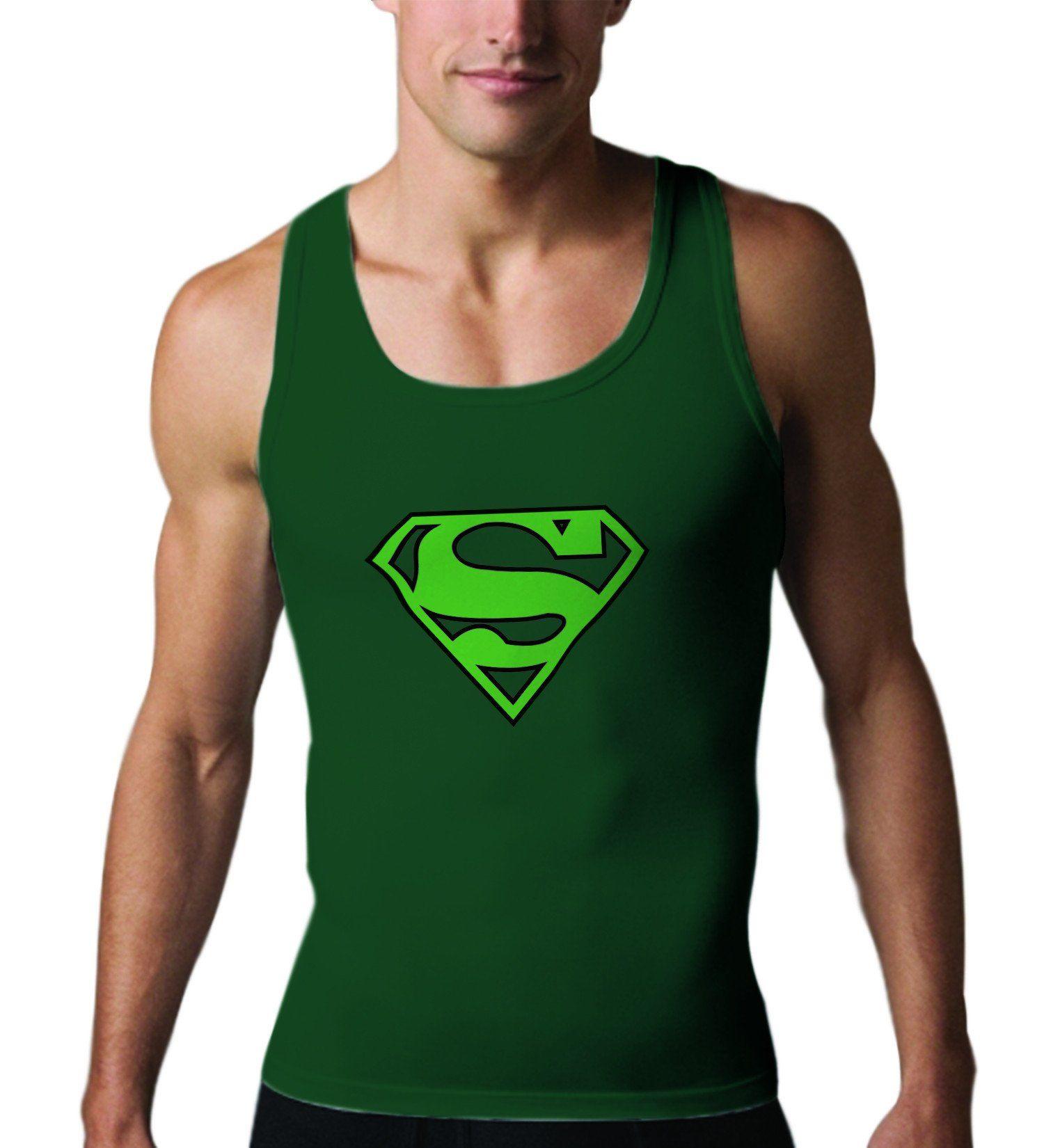 Men in Green Logo - Superman Green Logo on Dark Green Tank top for Men – TshirtNow