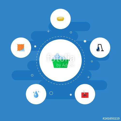 Water App Logo - Set of hygiene icons flat style symbols with clean cloth, washcloth