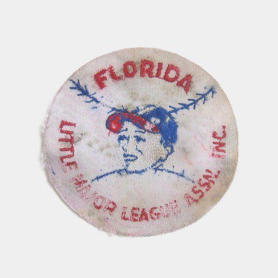 Red White and Blue Sports League Logo - Vintage Florida Little Major League Association Inc Fabric