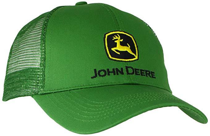 Men in Green Logo - John Deere Embroidered Logo Mesh Back Baseball Hat - One-Size ...