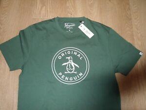 Men in Green Logo - Original Penguin Crew Neck Logo Print Sycamore Green Cotton T-Shirt ...