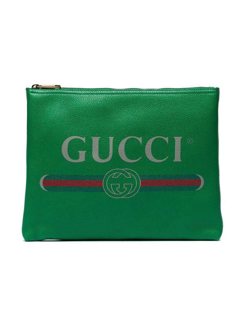 Men in Green Logo - Gucci Green Logo Pouch in Green for Men - Lyst