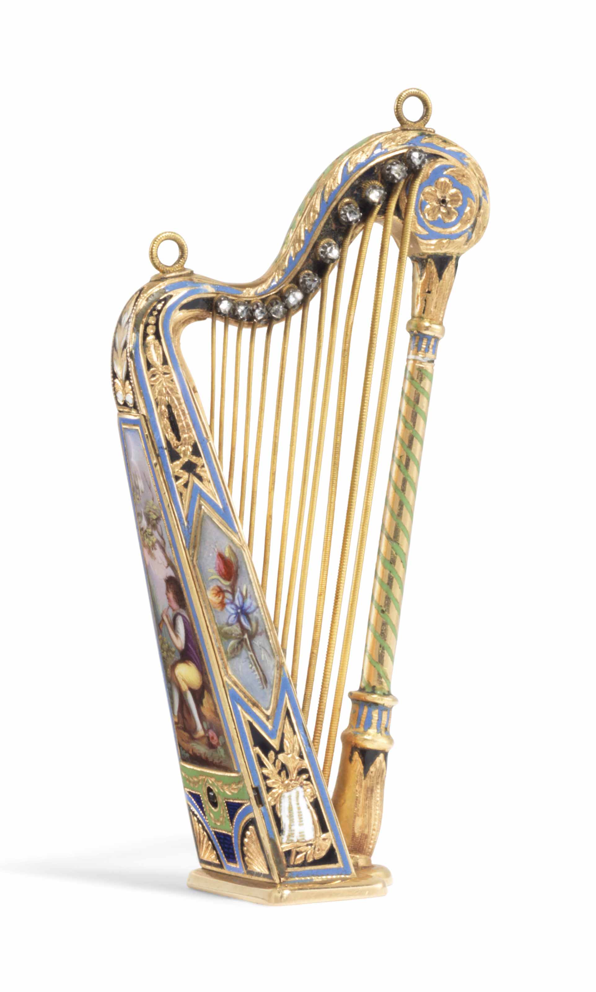 What Companies Is a Gold Harp Logo - A SWISS JEWELLED ENAMELLED MUSICAL GOLD HARP | BY SENÉ & DETALLA (FL ...