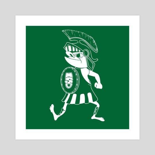 Green Spartan Logo - Classic MSU Spartan (Green), an art print