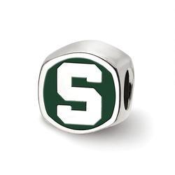 Green Spartan Logo - Michigan State University Spartan Logo Charm Bead