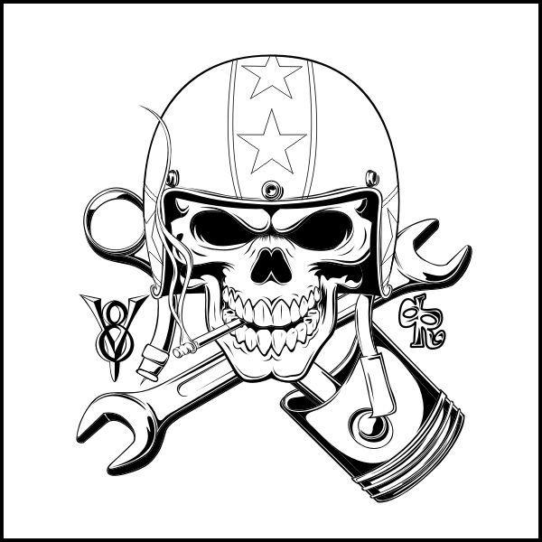 Piston and Wrench Logo - A Logo and Shirtdesign i made for a Speedshop... Smoking Skull with ...