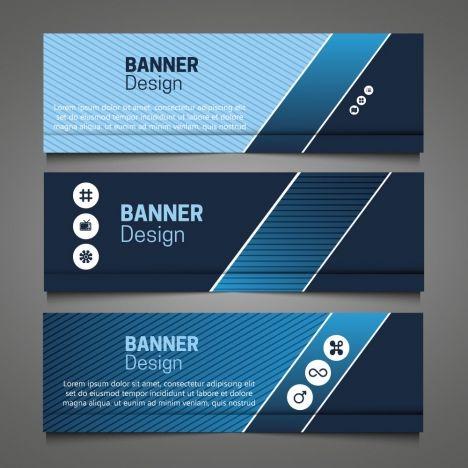 Dark Blue and Green Logo - Horizontal banner design sets with dark blue color vectors stock