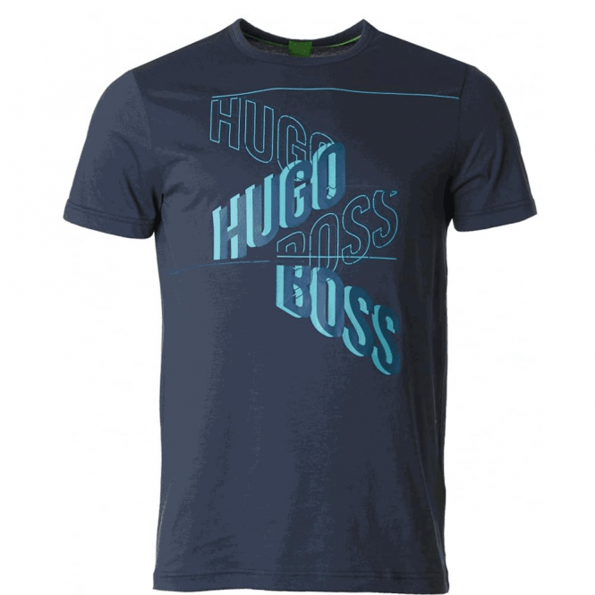 Dark Blue and Green Logo - Boss Green Boss Green Tee 2 Logo T-Shirt Dark Blue 50372453 - Boss ...