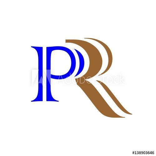 P and R Logo - initial letter P, R blue and brown color logo vector this stock
