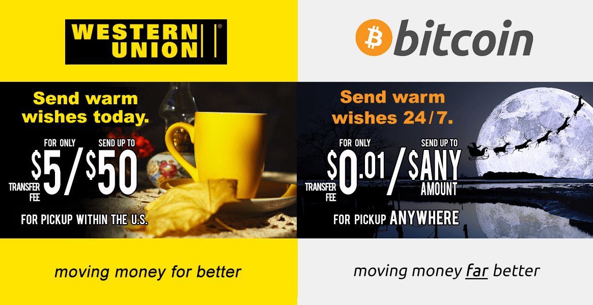 Western Union Money Order Logo - Bitcoin vs WU: How Low Fees Are Disrupting Remittance