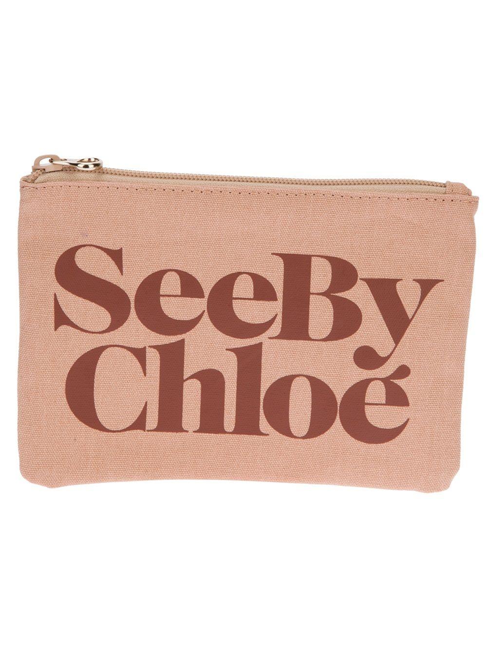 Chloe Bag Logo - Lyst By Chloé Logo Print Pouch in Natural