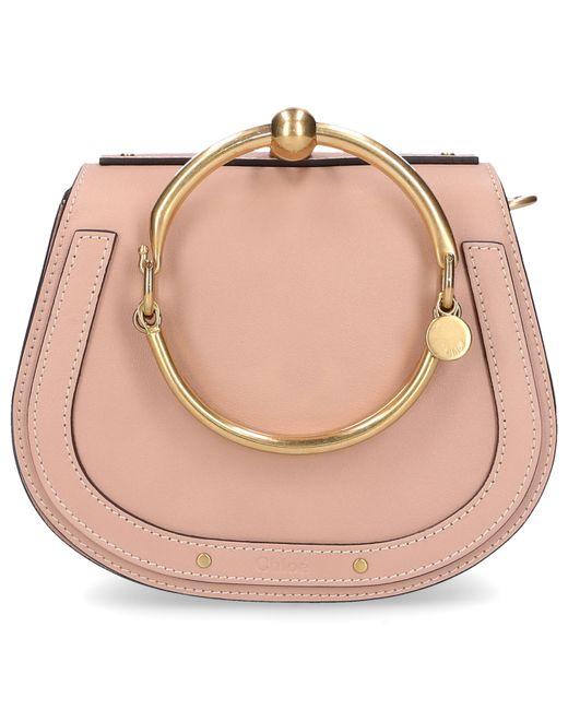 Chloe Bag Logo - Chloé Women Handbag Shoulder Bag Nile S Bracelet Logo Leather Beige ...