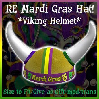 Green and Gold Viking Logo - Second Life Marketplace Mardi Gras Viking Helmet Hat