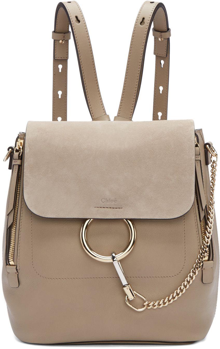 Chloe Bag Logo - Smooth' calfskin and suede backpack in 'motty' grey. Detachable ...