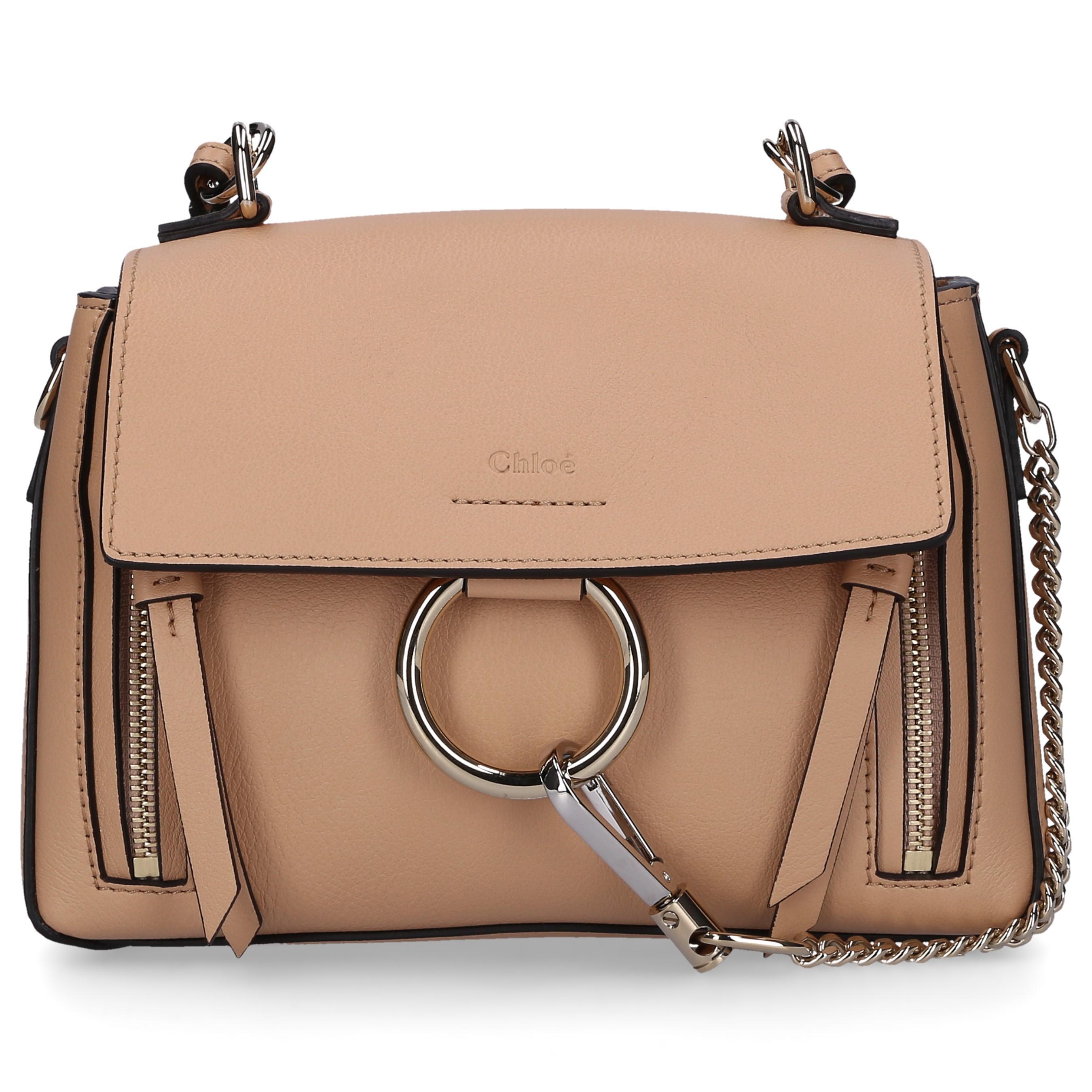 Chloe Bag Logo - Lyst - Chloé Women Handbag Faye Mini Leather Suede Logo Beige in Natural