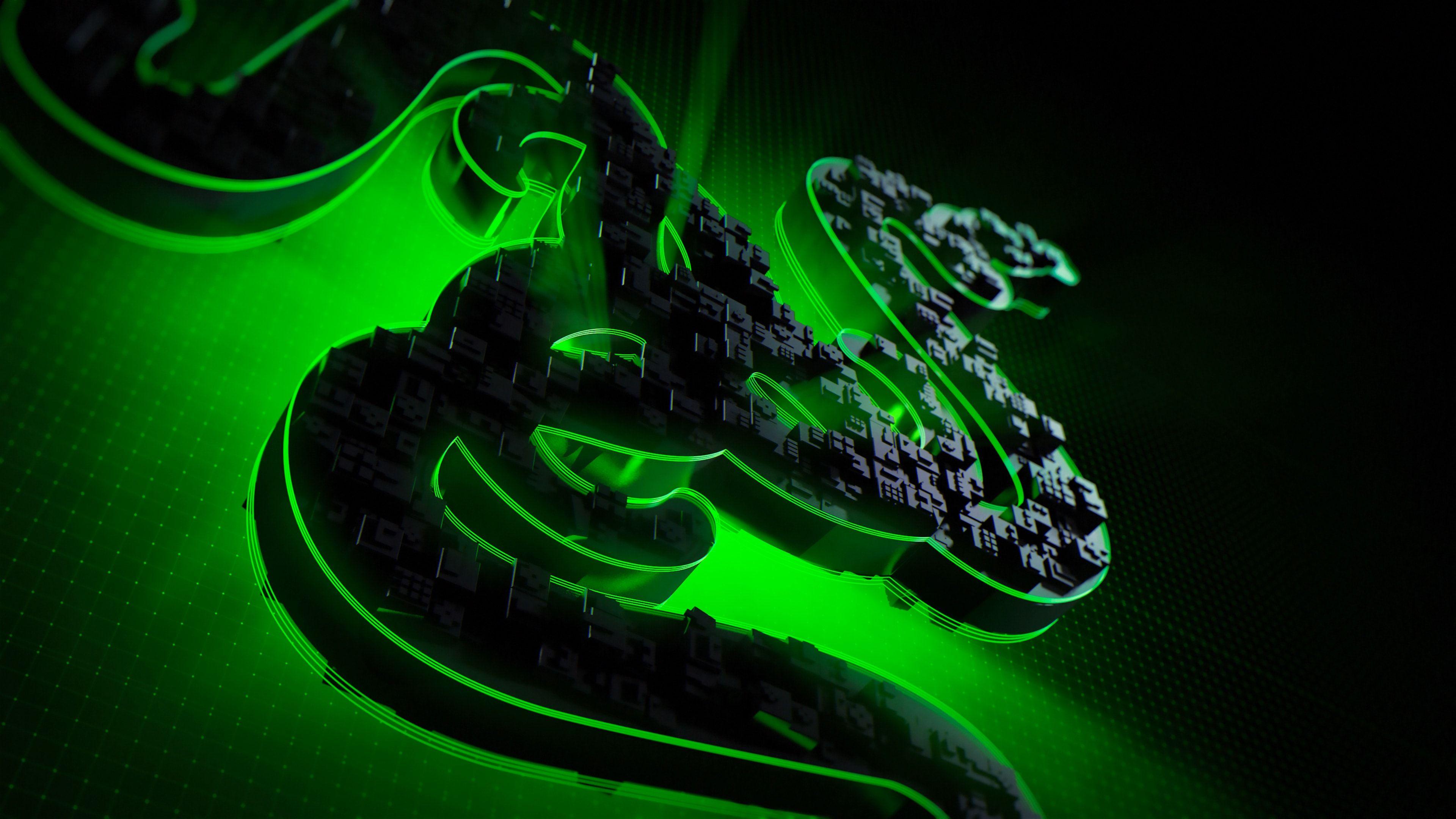 Razer Logo - Green 3D Razer Logo 4k Wallpaper and Free