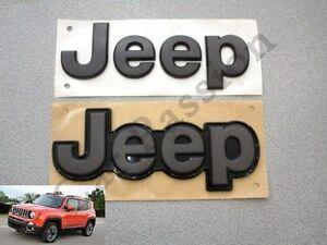Jeep Black Logo - print crest logo jeep renegade front + rear black original emblem