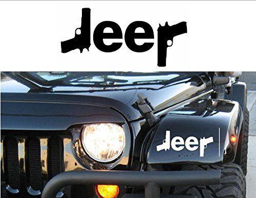 Jeep Black Logo - Jeep Logo w/ Guns { BLACK } PREMIUM Decal 5. Sig. Glock. Wrangler