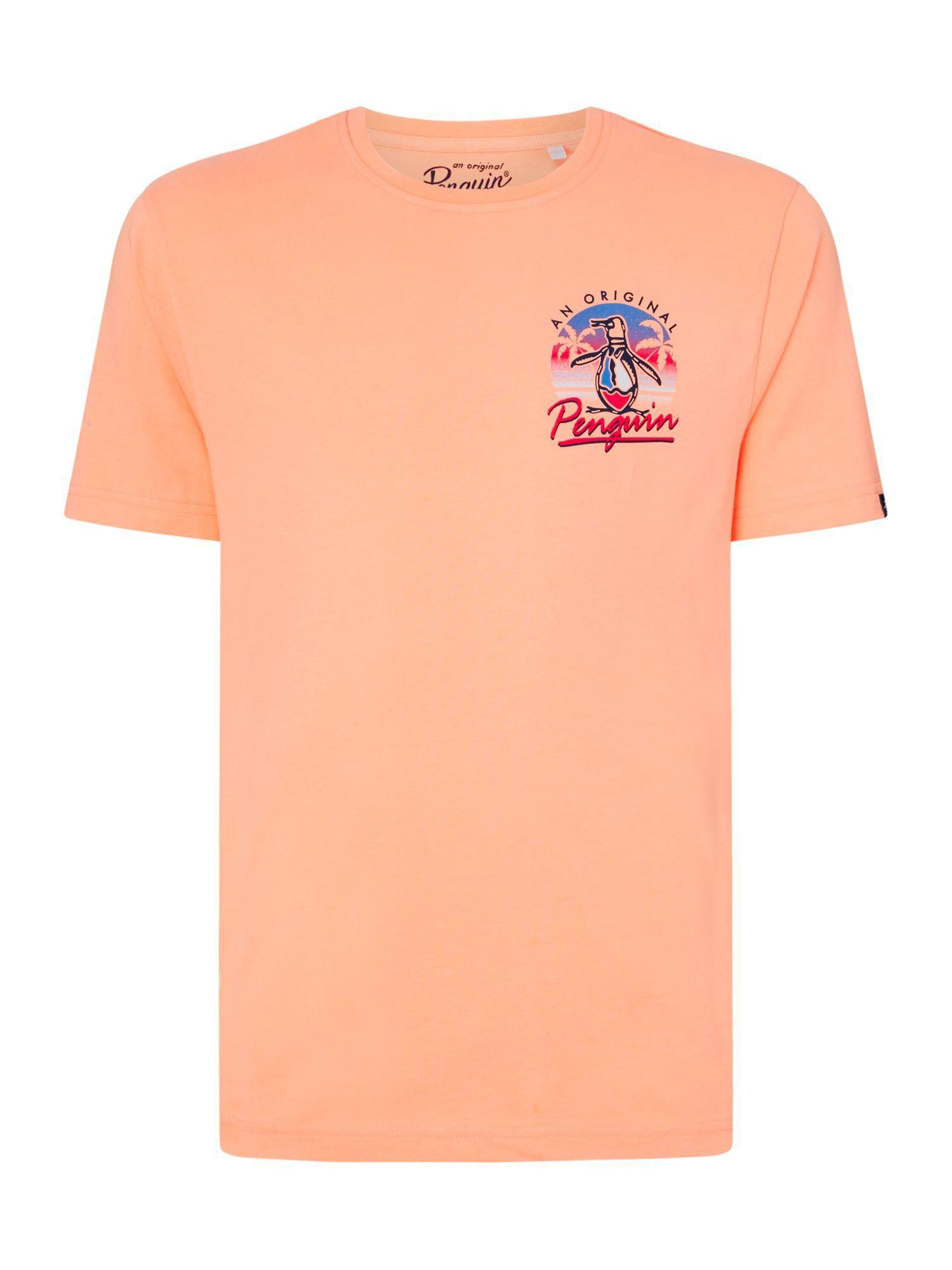 Orange Penguin Logo - Lyst - Original Penguin Men's Pete Back Logo Print T Shirt in Orange ...
