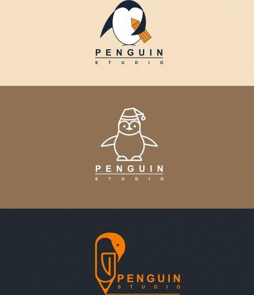Orange Penguin Logo - Studio logo design penguin icon flat sketch Free vector in Adobe ...