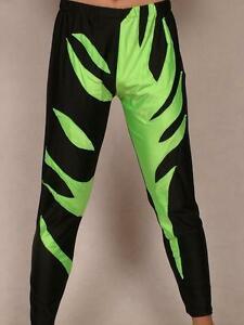 Green and Black Wrestling Tights Logo - Lycra Spandex Zentai Costume Wrestling Tights Pants Black Green Size