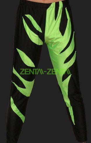 Green and Black Wrestling Tights Logo - Black and Green Spandex Lycra Wrestling Pants [#ZZ513746] - $25.00
