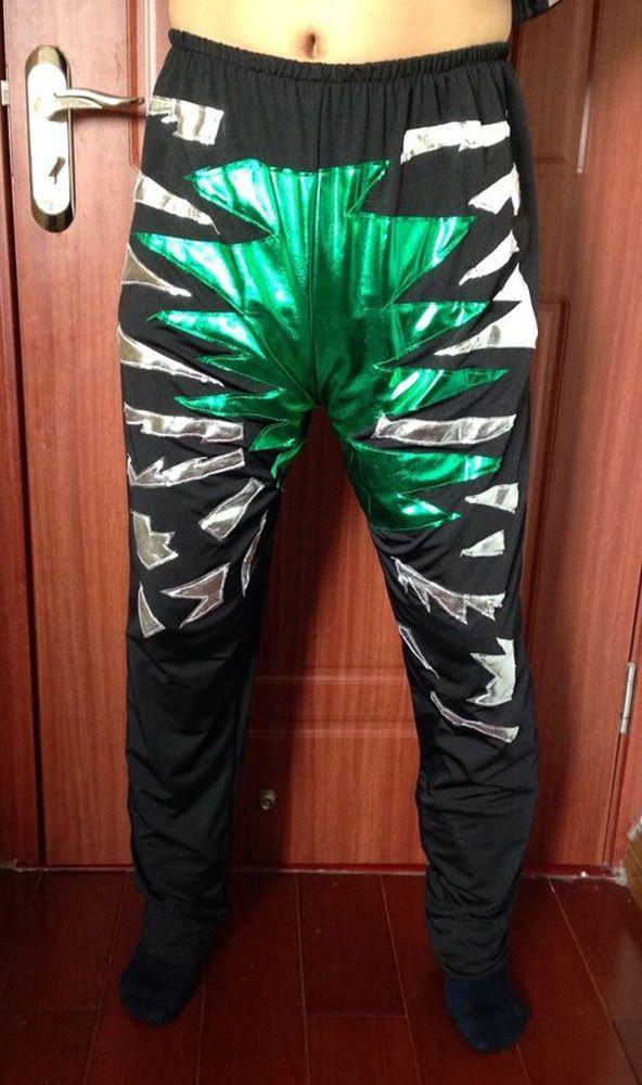 Green and Black Wrestling Tights Logo - Lycra spandex zentai wrestling tights/pants metallic green/black ...