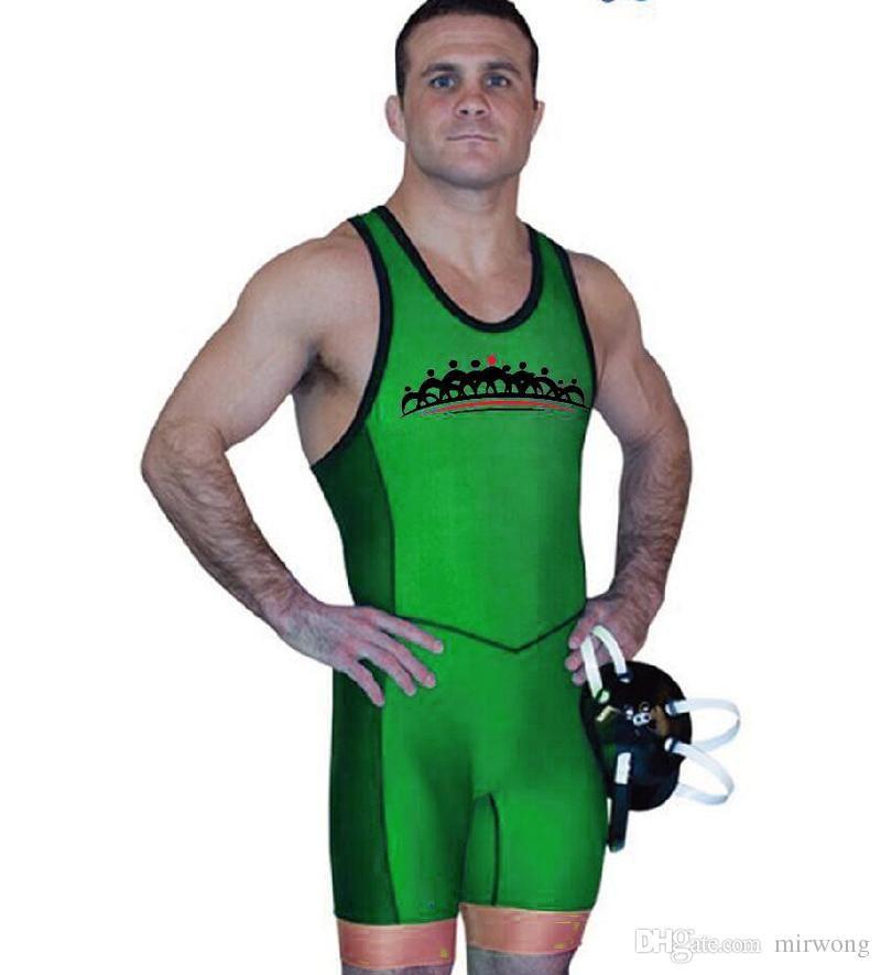 Green and Black Wrestling Tights Logo - Badiace Tiger Tight Wrestling Singlet Gym Power Weight Lifting