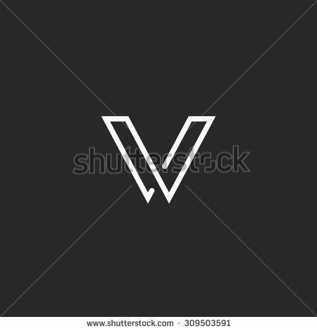 Thin Cross Logo - V letter logo, minimalistic thin line mockup monogram, business card ...