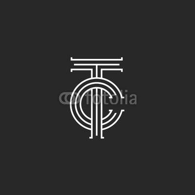 Thin Cross Logo - Letters TC logo monogram, overlapping thin lines CT initials emblem ...