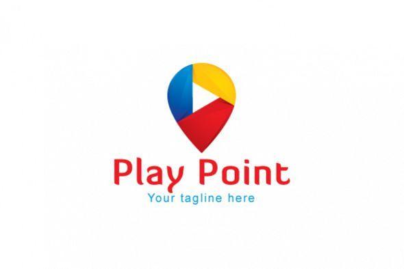 Location Symbol Logo - Play Point - Address Marker Location Symbol with Play Icon