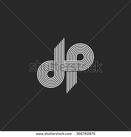 Thin Cross Logo - Mockup logo DP letter monogram, offset thin line style, overlapping ...