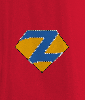 Blue and Yellow Shield Logo - red Kids Cape with yellow shield and blue Z Adult and Kids