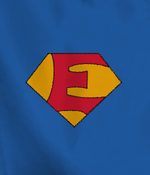 Blue and Yellow Shield Logo - blue Hero Cape with yellow shield and red E Adult and Kids