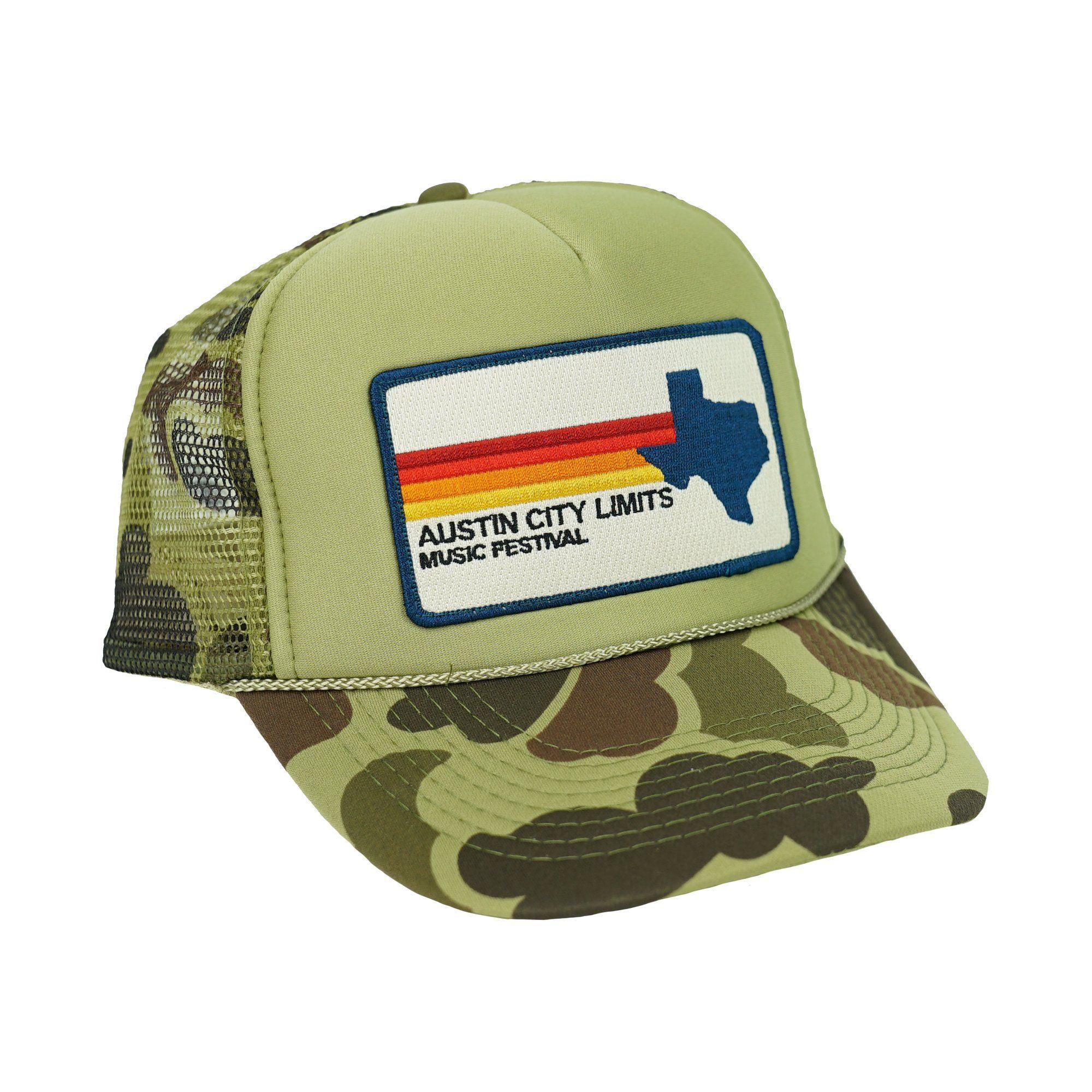 Camo Austin Logo - ACL 2017 TRUCKER HAT - CAMO - Aviator Nation