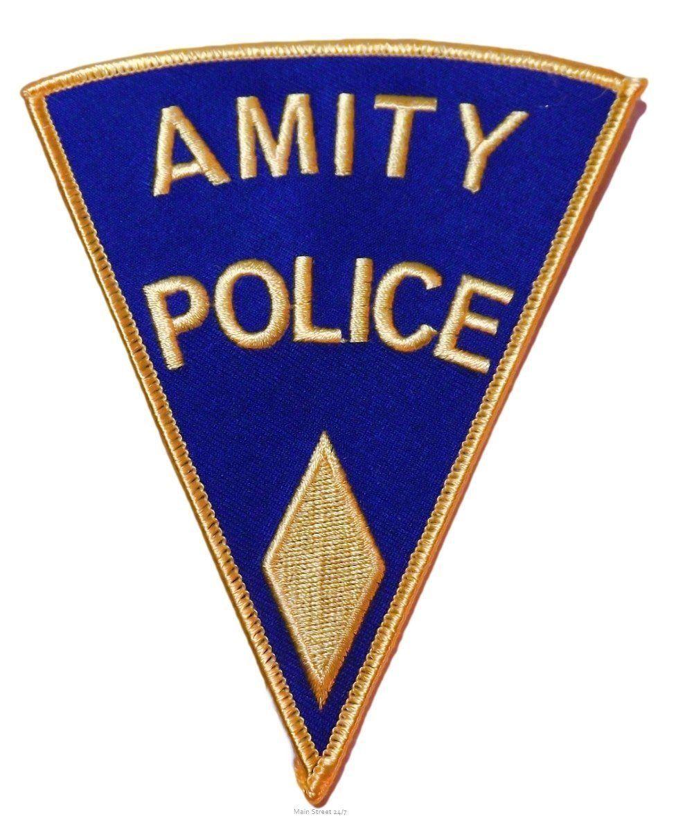 Blue and Yellow Shield Logo - Jaws Movie Amity Police Shoulder Logo Yellow Shield 5
