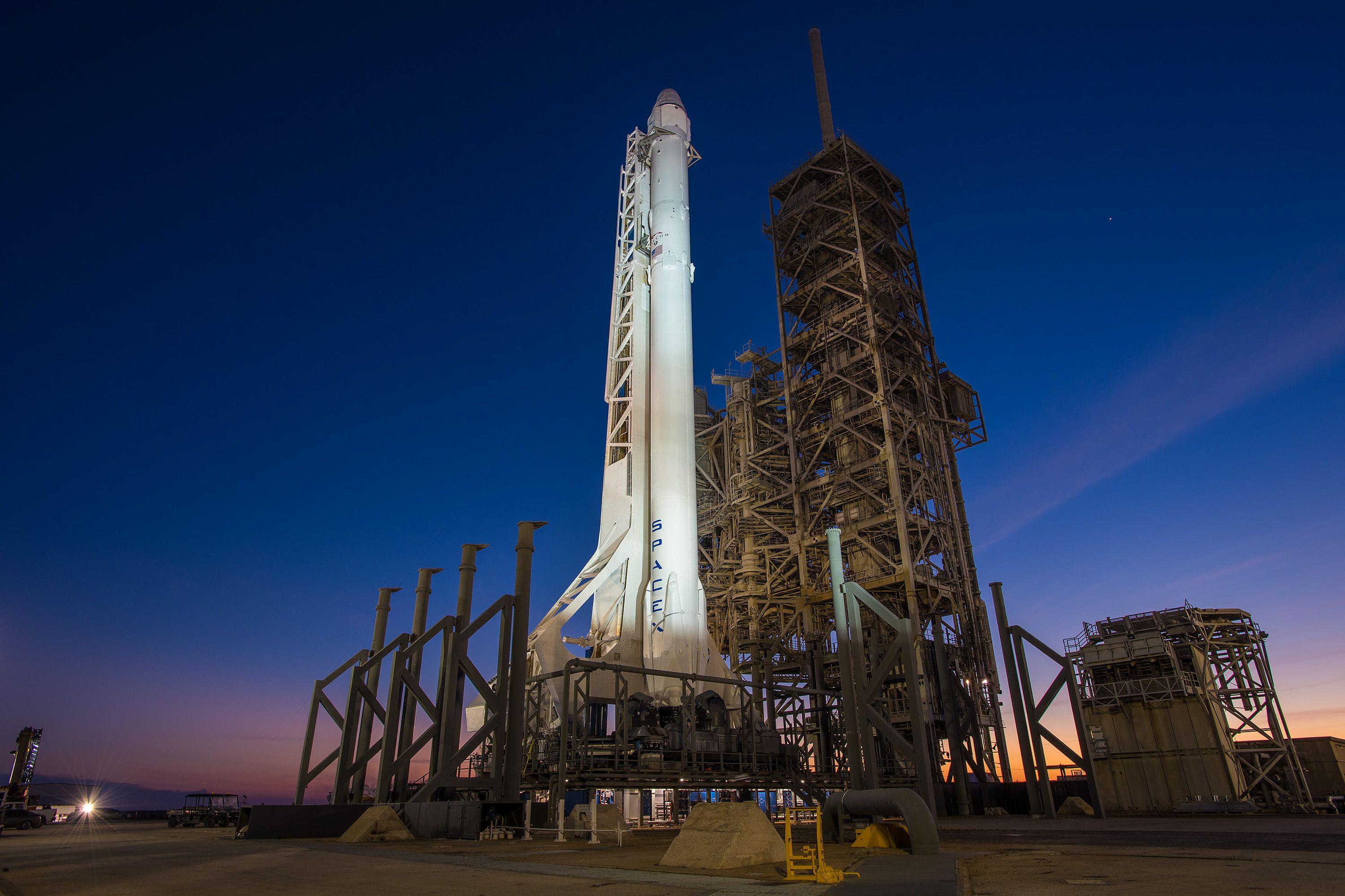 NASA Falcon 9 Logo - Falcon 9 Rocket With Dragon Spacecraft Vertical at Launch Complex ...