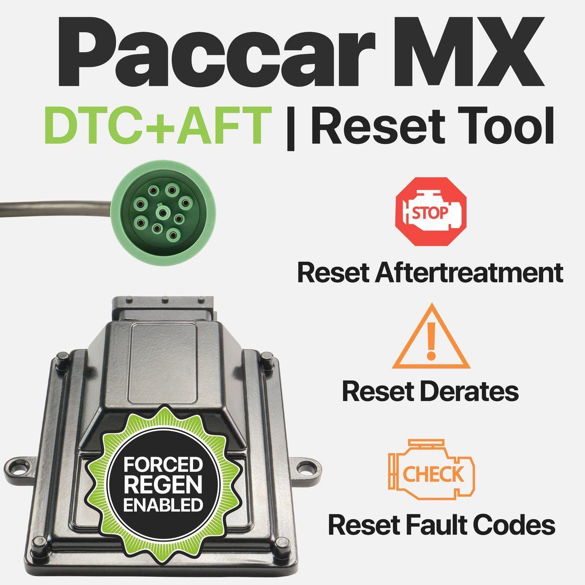 PACCAR MX Logo - DTC + AFT Reset Tool. Paccar MX. Clear 5MPH Derate. Force DPF