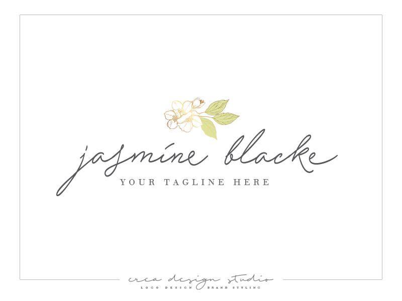 Jasmine Logo - Jasmine flower logo Flower design Business identity Brand | Etsy