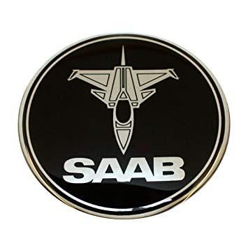 Saab Logo - 32mm JET plane SAAB Black Chrome Steering Wheel Badge Emblem Domed ...