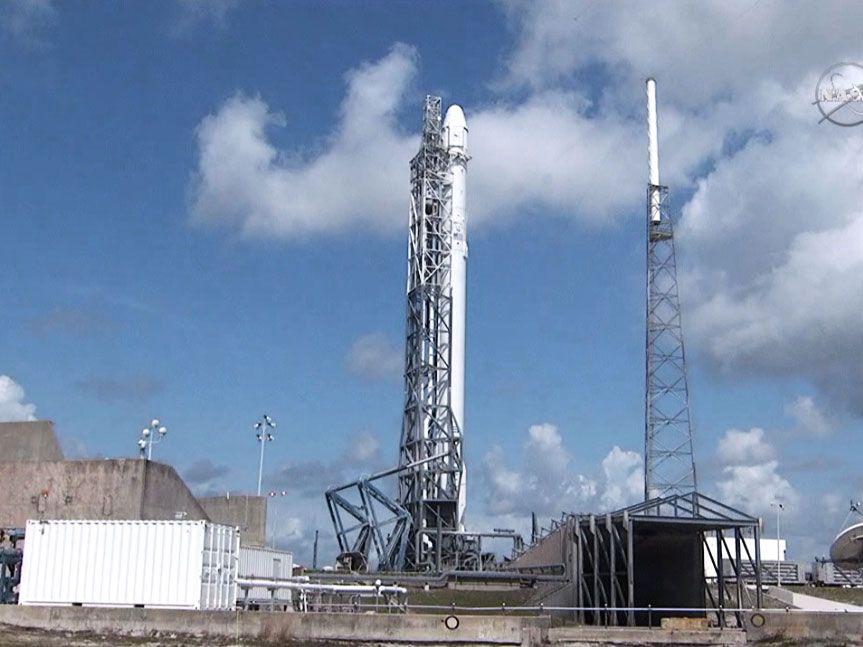 NASA Falcon 9 Logo - SpaceX Dragon Set for Launch This Afternoon – Space Station