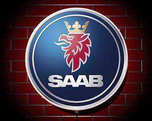 Saab Logo - SAAB LED 600mm ILLUMINATED WALL LIGHT CAR BADGE GARAGE SIGN LOGO MAN ...
