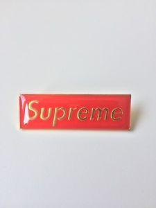 Red Gold Logo - Supreme Red Gold Box Logo Pin nyc Badge