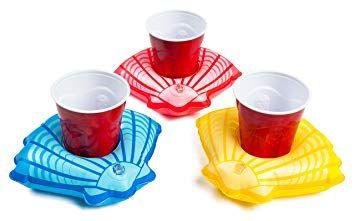 Red and Yellow Seashell Logo - BigMouth Inc. Inflatable Seashell Drink Holder Floats, 3