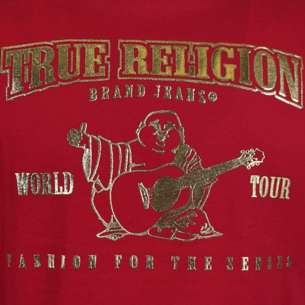 Red Gold Logo - TRUE RELIGION True Religion Red/Gold Buddha Logo T-Shirt - Men from ...