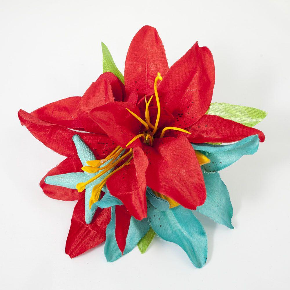 Red and Yellow Seashell Logo - Red Turquoise Yellow Starfish Seashell Tropical Hair Flower -BAD KITTY-